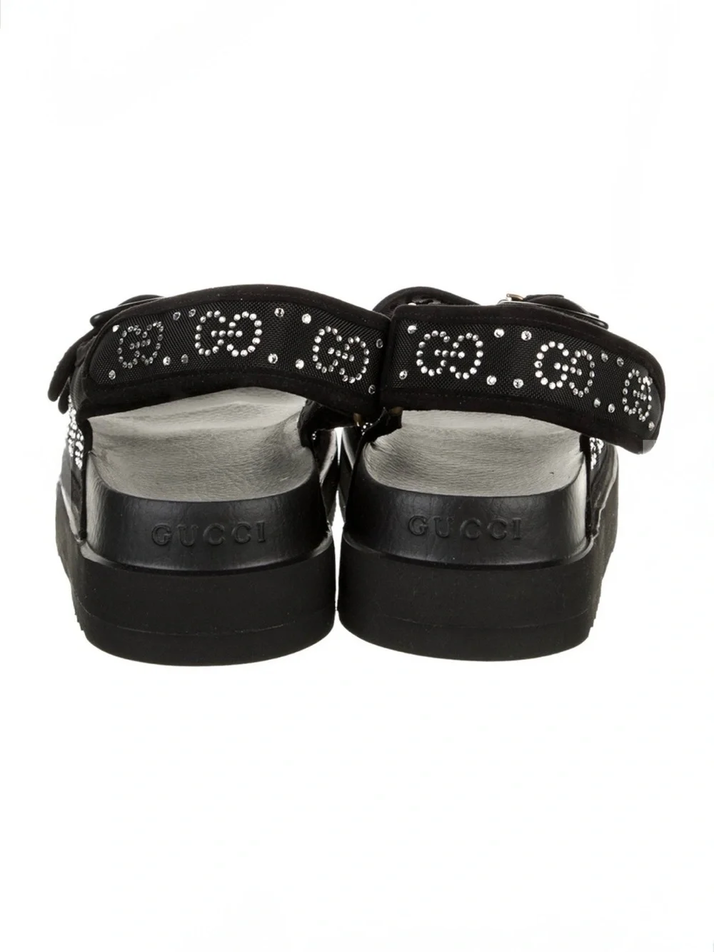 Authentic Gucci GG Crystal Mesh Platform Sandals Black Size 39 / US 9